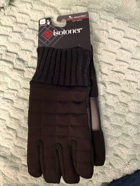 NWT- Large isotoner  Black SmartDri Insulated Touchscreen Gloves